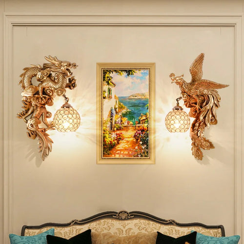 LuxeFlame - Dragon Phoenix Wall Lamp | Mystical LED Lighting