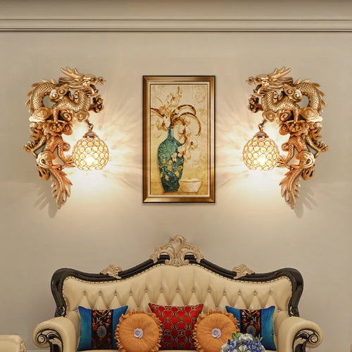 LuxeFlame - Dragon Phoenix Wall Lamp | Mystical LED Lighting