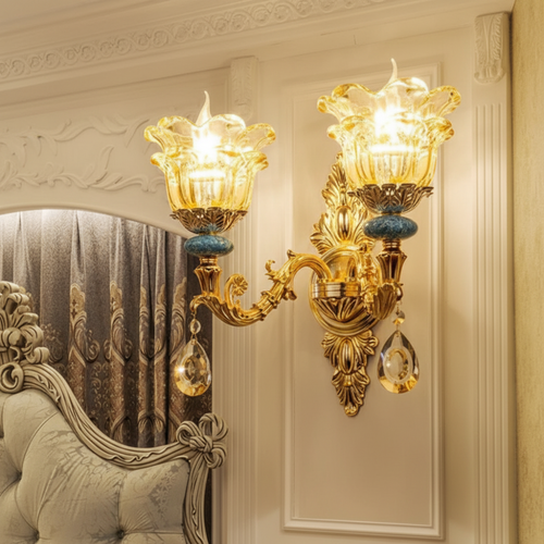 CrystalLuxe - Elegant European Crystal Wall Lamp for Luxury Interiors