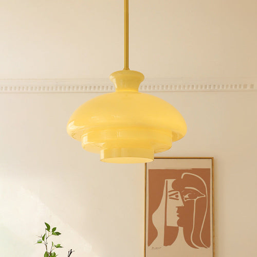 Bauhaus Yellow Three-Layer Pendant Light