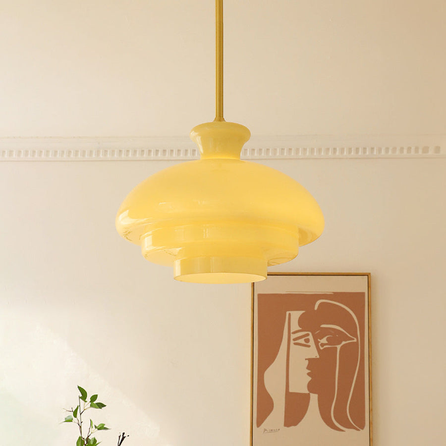 Bauhaus Yellow Three-Layer Pendant Light