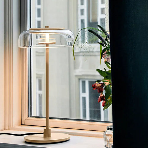 LumiGlow – Postmodern LED Table Lamp with Glass Shade for Stylish Lighting