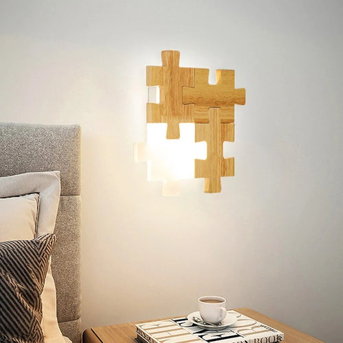 PuzzleGlow - Wooden Puzzle Wall Lamp | Creative and Interactive Lighting