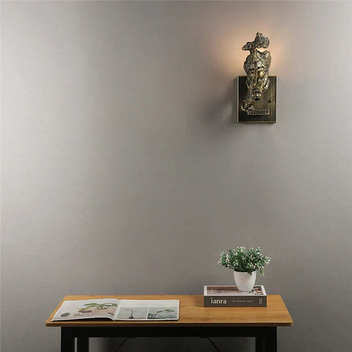 GoldenGaze - Modern Art Deco Wall Lamp with Golden Face Design