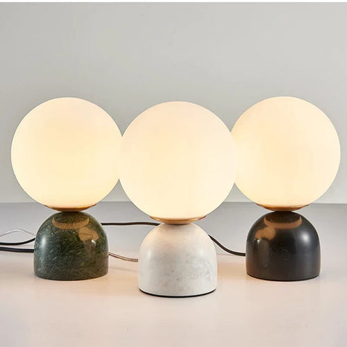 MarbleLume - Modern Marble Table Lamp with Round Glass Shade | Stylish Lighting