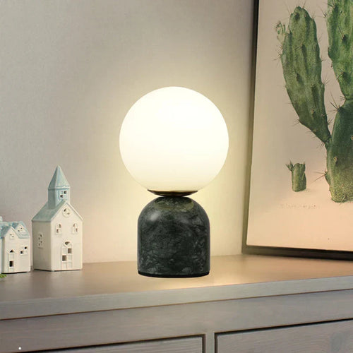 MarbleLume - Modern Marble Table Lamp with Round Glass Shade | Stylish Lighting