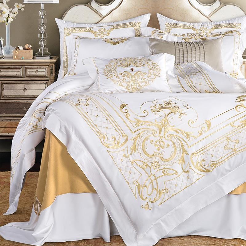 Ivy Gold Forest White & Gold Duvet Cover Set (Egyptian Cotton)