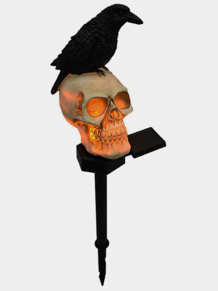 Halloween Solar Skull and Crow Lights for Garden Decorations