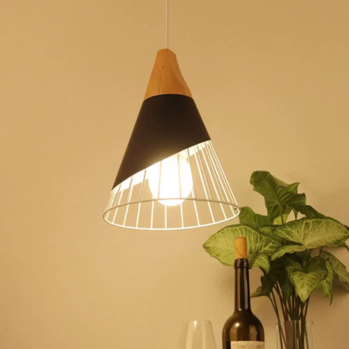 RetroCable - Vintage Metal and Wood Pendant Light for Living and Dining Room