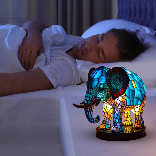 TiffanyGlow - Colorful Animal Head Night Light – Handmade Tiffany Glass-Style Lamp