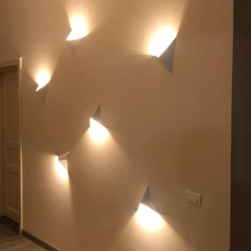 Orr Modern Minimalist Triangular LED Wall Light - White/Black Metal