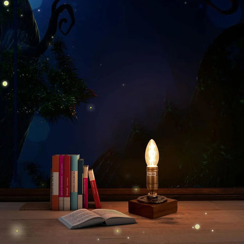 RetroWood – Wooden Table Lamp in Vintage Industrial Style