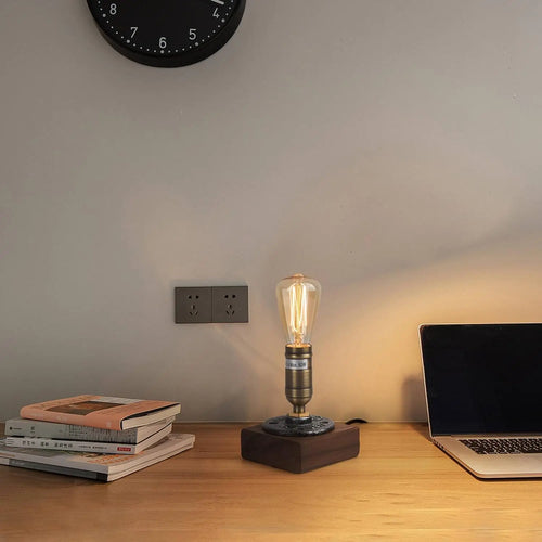 RetroWood – Wooden Table Lamp in Vintage Industrial Style