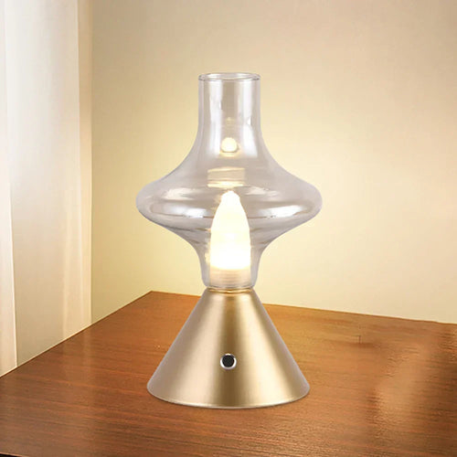 RomanticGlow – Glass Table Lamp with Dimmable LED, Stylish Night Light