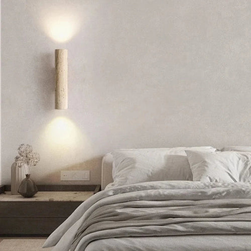 Stone-Effect Cylindrical Wall Light – Dual Light Direction