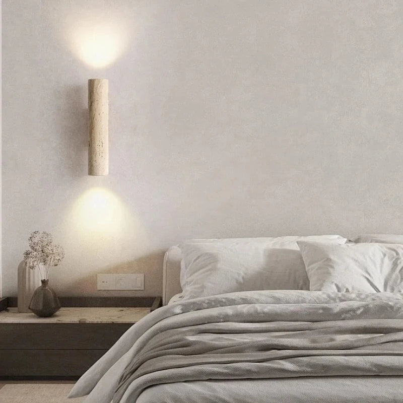 Stone-Effect Cylindrical Wall Light – Dual Light Direction
