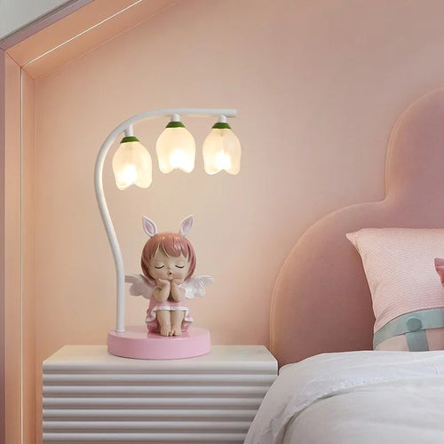 BlossomGlow – Cute Children's Room Table Lamp with LED and Floral Design
