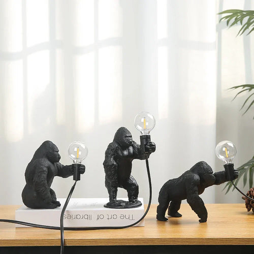 GorillaLux - Unique Gorilla Table Lamp | Modern Animal Lamp with Warm LED Lighting