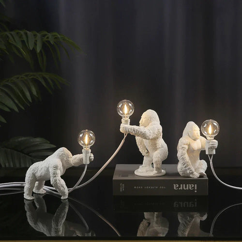 GorillaLux - Unique Gorilla Table Lamp | Modern Animal Lamp with Warm LED Lighting