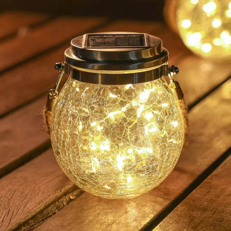 Solar Garden Lights in Glass – Set of 4, Ice Crack Effect