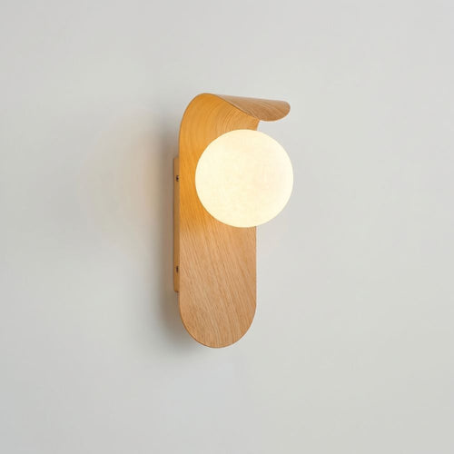 Wall Lamp with Globe Shade & Wood Effect