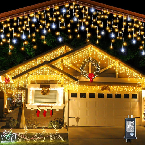Outdoor LED Icicle Lights with Twinkling Effect – 4 m, IP44, Warm White