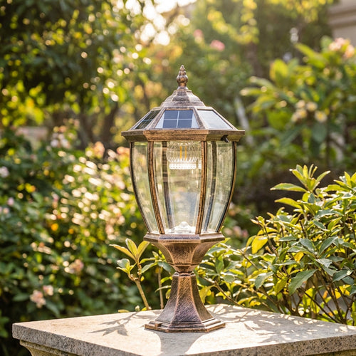 Solar Outdoor Lantern LED – Aluminium & Glass, 200 lm, Black