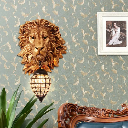 RoyalGlow - Majestic Lion Head Wall Lamp in Vintage Style – Decorative LED Lamp