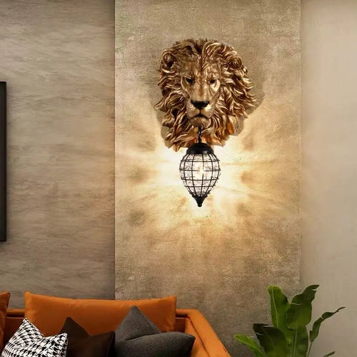 RoyalGlow - Majestic Lion Head Wall Lamp in Vintage Style – Decorative LED Lamp