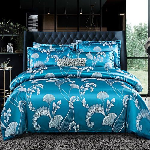 Luxury Satin Cotton Floral Design Duvet Cover Bedding Set