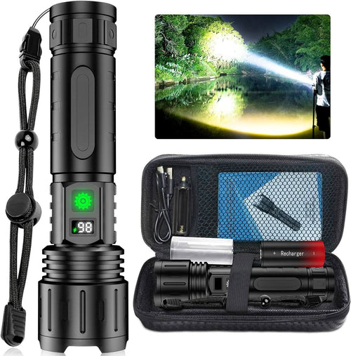 Rechargeable LED Flashlight – 5 Modes, Power Bank & USB-C, IPX6