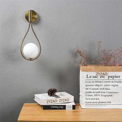 CrystalGleam - Metal Glass Ball LED Wall Light