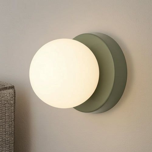 Glass Wall Lamp Modern Metal Indoor Ambient Lighting Round Design