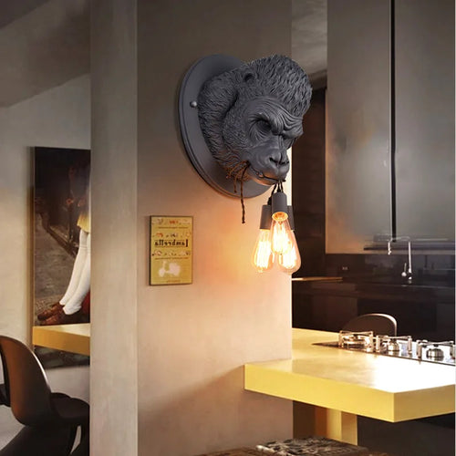 GorillaGlow - Industrial Gorilla LED Wall Lamp for Living Room and Bar