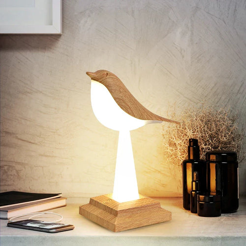 NatureGlow - Elegant Bird Table Lamp with LED Night Light