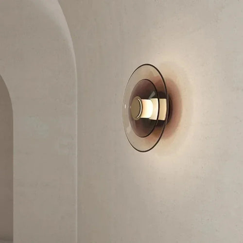 LumiDisc – Amber Glass Wall Lamp for a Warm Ambiance