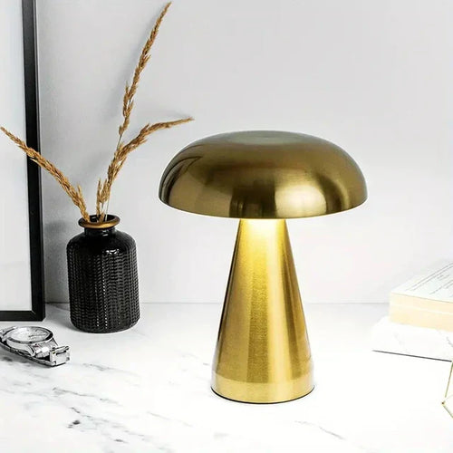 MushroomGlow – Dimmable LED Metal Table Lamp, Cordless & Rechargeable