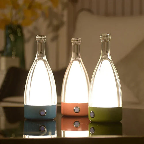 LuxeGlow - Modern Bottle Table Lamp with Dimmable LED Lighting
