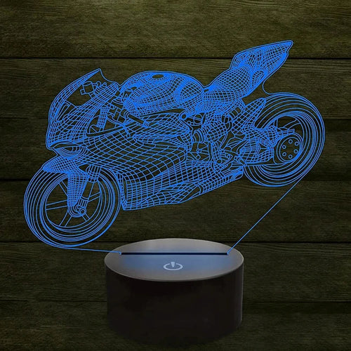 LumiBike - 3D LED Night Light with Motorcycle Design for Bikers & Children's Room Decoration