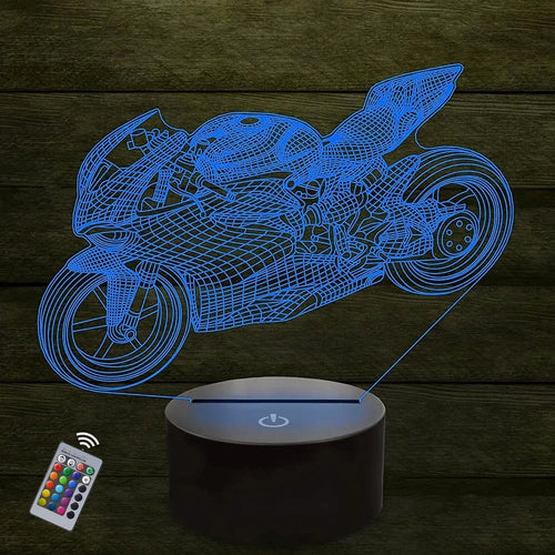 LumiBike - 3D LED Night Light with Motorcycle Design for Bikers & Children's Room Decoration