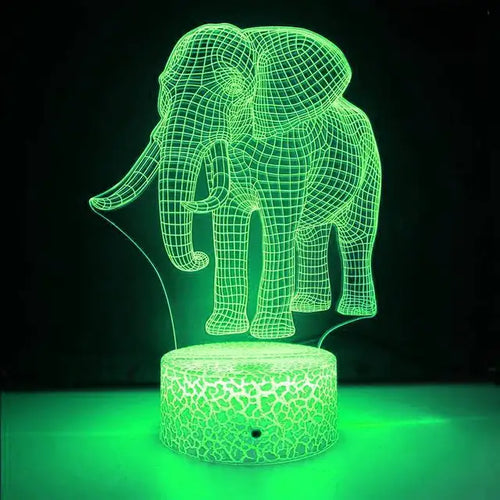 LumiElephant - 3D LED Night Light with Color Change and Optical Illusion