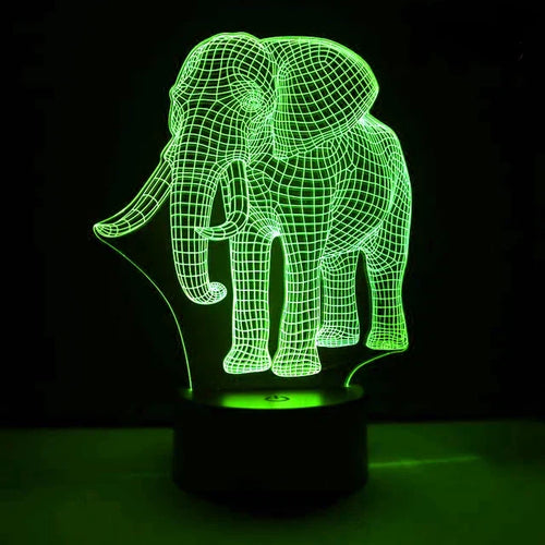LumiElephant - 3D LED Night Light with Color Change and Optical Illusion