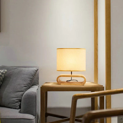 WoodLuxe – Table Lamp with Wooden Base for Bedroom & Living Room