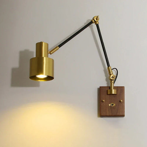 LightCraft - Adjustable Vintage Wall Lamp in Brass and Wood