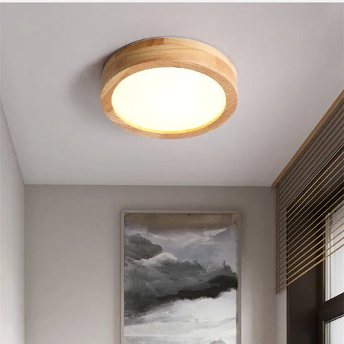 ScandiGlow - Round Wooden Ceiling Light of Scandinavian Origin