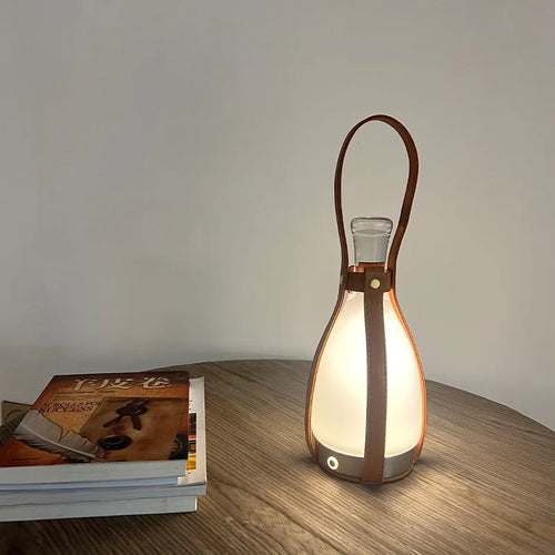 LumeCarry – Portable LED Bottle Lamp with Leather Handle