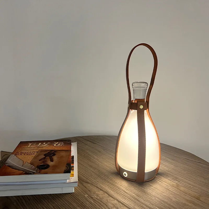 LumeCarry – Portable LED Bottle Lamp with Leather Handle