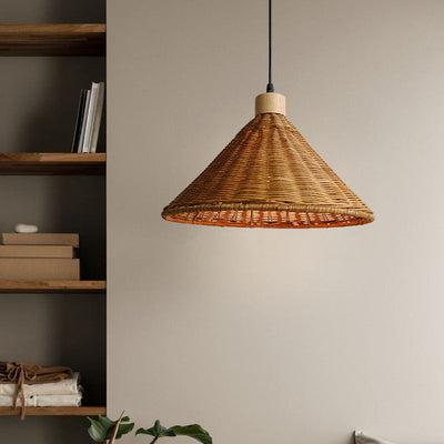 Rustic Rattan Pendant Light for Kitchen or Living Room