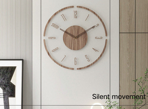 Nordic Silent Solid Wood Wall Clock – 14 Inch