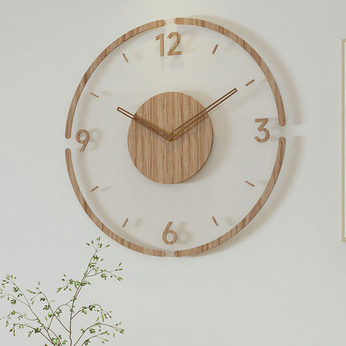 Nordic Silent Solid Wood Wall Clock – 14 Inch